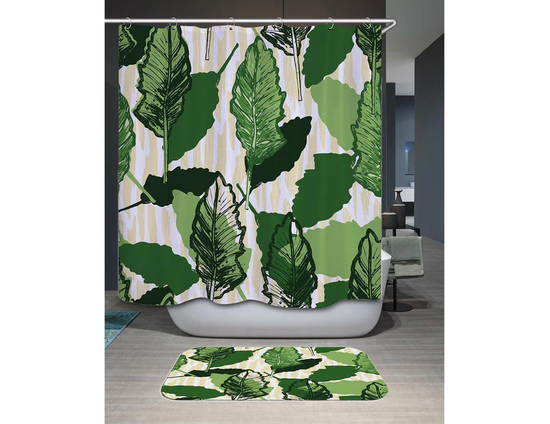 Unique Green Palm Leaf Shower Curtain