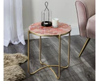 Cooper & Co. 43cm Abstract Round Glass Side Table - Pink/Gold