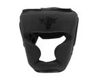 Head Guard boxing Headgear Training Kick Boxing Protector Sparring Gear Face Helmet by Javson - Black/Black