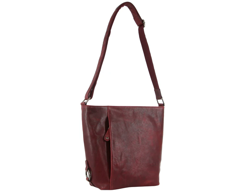 Milleni Ladies Nappa Leather Cross Body Bag in Cherry