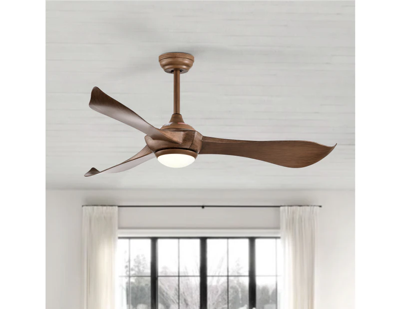 Costway 52"/132cm DC Ceiling Fan w/Light & Remote Reversible Blades 6-Speed/Timer Bedroom Living Kitchen, Walnut