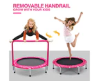 Costway 91cm Kids Mini Trampoline Fitness Rebounder Handrail Safety Padded Cover Home Gym Exercise Pink