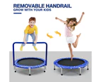 Costway 91cm Kids Mini Trampoline Fitness Rebounder Handrail security Padded Cover Home Gym Exercise Blue