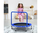 Costway 91cm Kids Mini Trampoline Fitness Rebounder Handrail Safety Padded Cover Home Gym Exercise Blue