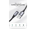 UGREEN 60163, USB Type-A to Lightning, Braided Cable 2 Meter, with Aluminium Case Silver