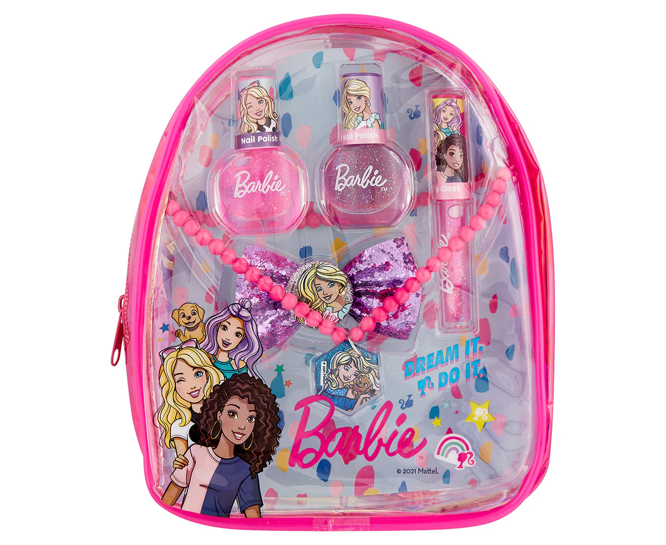 Barbie Mini Play Makeup Backpack Kids Toy 5y+ w/ Lip Gloss/Necklace/Backpack