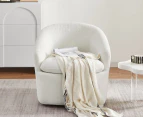 Carrie White Boucle Swivel Chair