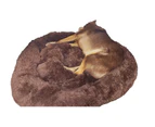 Removable Cover Premium Colour Calming Plush Dog Bed - Dark Brown