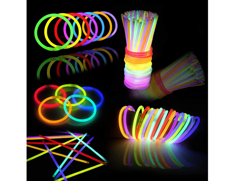 Glow Sticks Bulk 100 Packs  Glowsticks Glow Stick Bracelets Glow Necklaces in The Dark Light Up Party Supplies with 100 Bracelet Connectors (100 Pack)