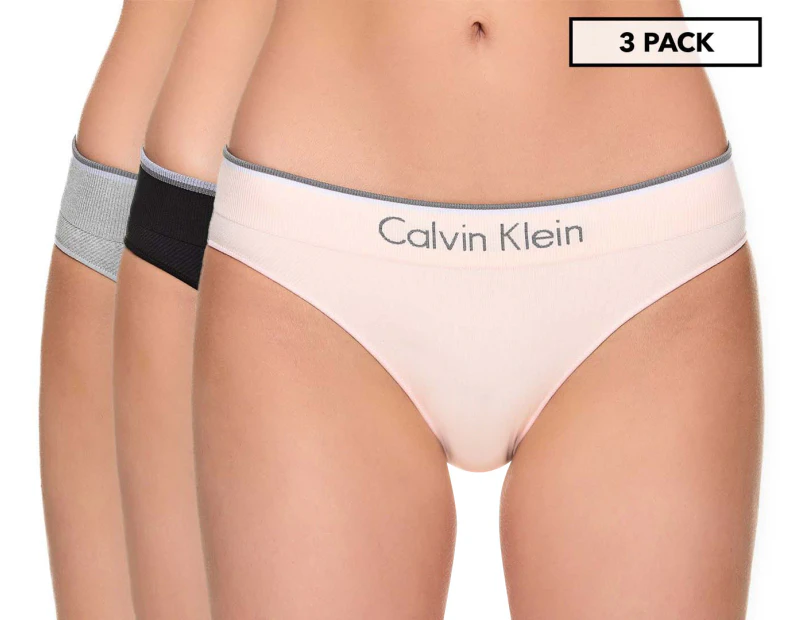 Calvin Klein Women's Surface Seamless Bikini Briefs 3-Pack - Black/Grey/Pink
