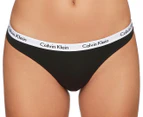 Calvin Klein Women's Carousel Thongs 3-Pack - Black/Grey Heather/Pink Stripe
