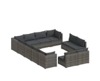 Nnevl 12 Piece Garden Lounge Set With Cushions Grey Poly Rattan