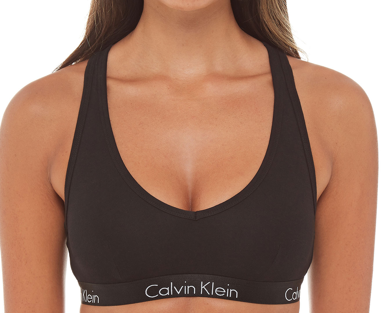 Calvin Klein Women's Motive Cotton Lightly Lined Bralette - Black |  