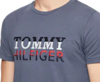Tommy Hilfiger Men's Corp Texture Embroidered Tee / T-Shirt / Tshirt - Faded Indigo