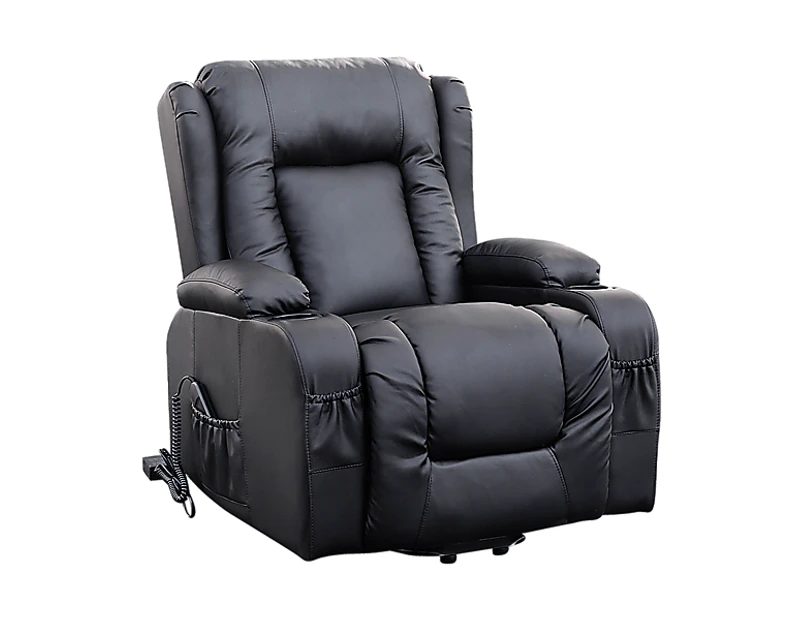 Recliner Chair Electric Massage Chair Lift Heated Leather Lounge Sofa Black