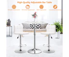 Giantex Modern Bar Table w/ Marble Patterns Height Adjustable & 360° Swivel Counter Table Round Pub Table for Home Restaurant & Cafe,White