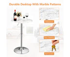 Giantex Modern Bar Table w/ Marble Patterns Height Adjustable & 360° Swivel Counter Table Round Pub Table for Home Restaurant & Cafe,White