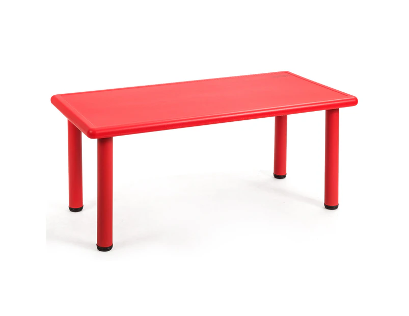 Giantex 120 x 60cm Rectangle Kids Playing Study Table Kids Dining Nursing Desk Table w/Solid Legs for Preschools Kindergartens Pre-k Classrooms,Red