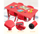Giantex 120 x 60cm Rectangle Kids Playing Study Table Kids Dining Nursing Desk Table w/Solid Legs for Preschools Kindergartens Pre-k Classrooms,Red
