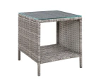 Gardeon Coffee Side Table Wicker Desk Rattan Outdoor Furniture Garden Grey