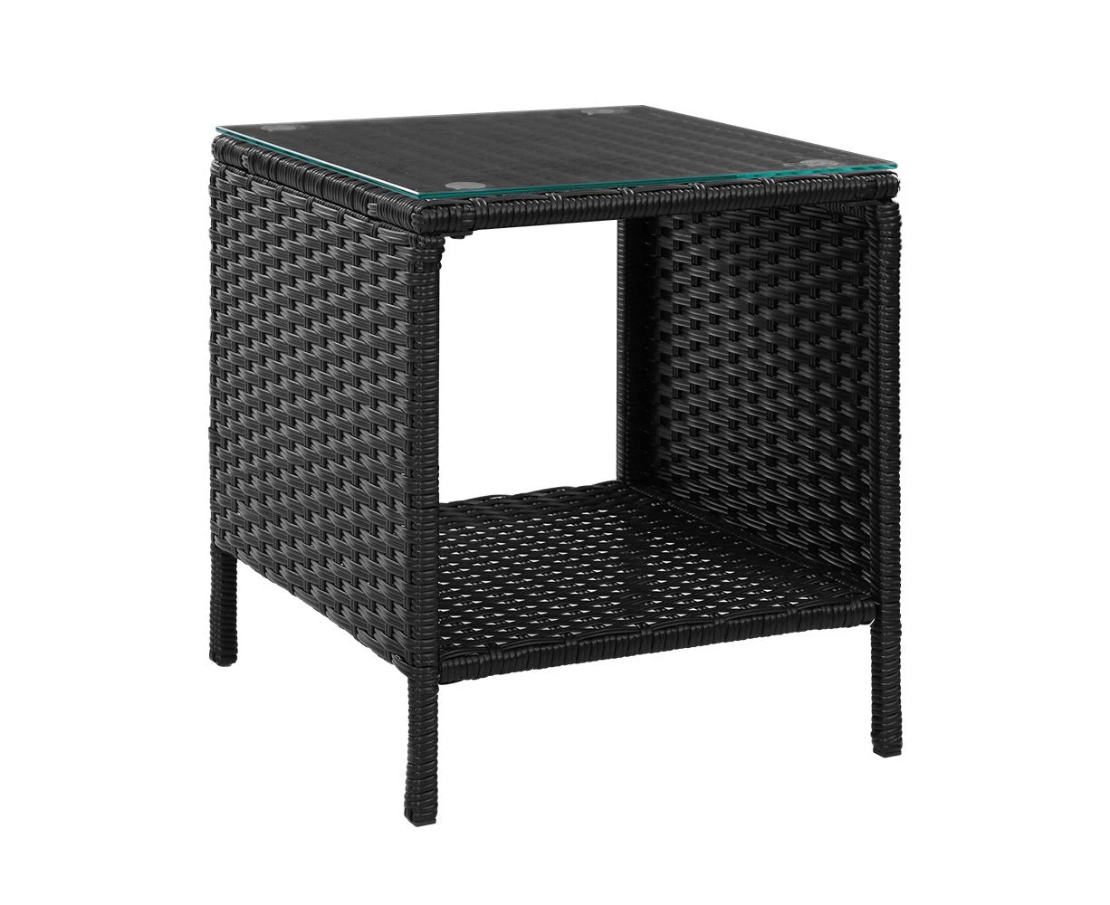 Gardeon Coffee Side Table Wicker Desk Rattan Outdoor Furniture Garden Black