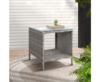 Gardeon Coffee Side Table Wicker Desk Rattan Outdoor Furniture Garden Grey