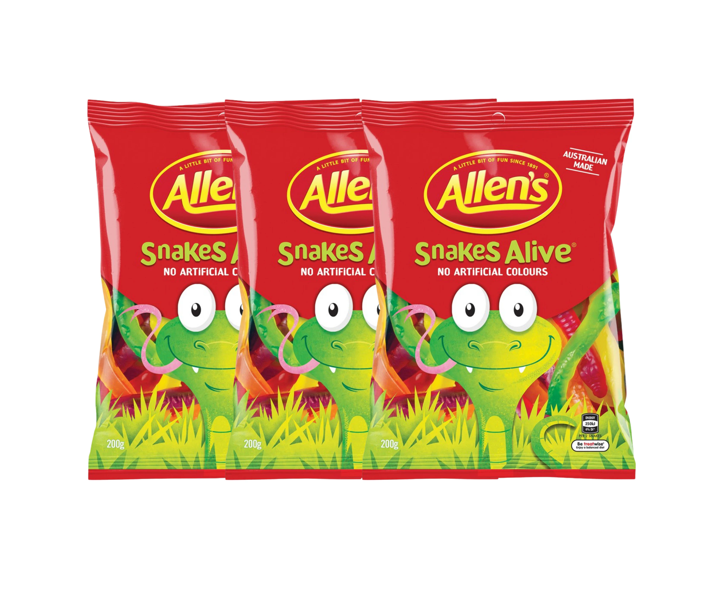 Allens Snakes Alive 200g - 3 Pack