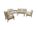Outdoor Dakota Outdoor Timber 3+2+1+1 Lounge Set With Coffee Table & Side Table - Beige - Outdoor Lounges