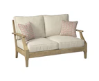 Outdoor Dakota Outdoor Timber 2 Seater Lounge Sofa - Brushed Wheat, Cream cushion - Outdoor Lounges