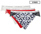Tommy Hilfiger Women's Lace Trim Bikini Briefs 3-Pack - Tie Dye Blue/White/Red