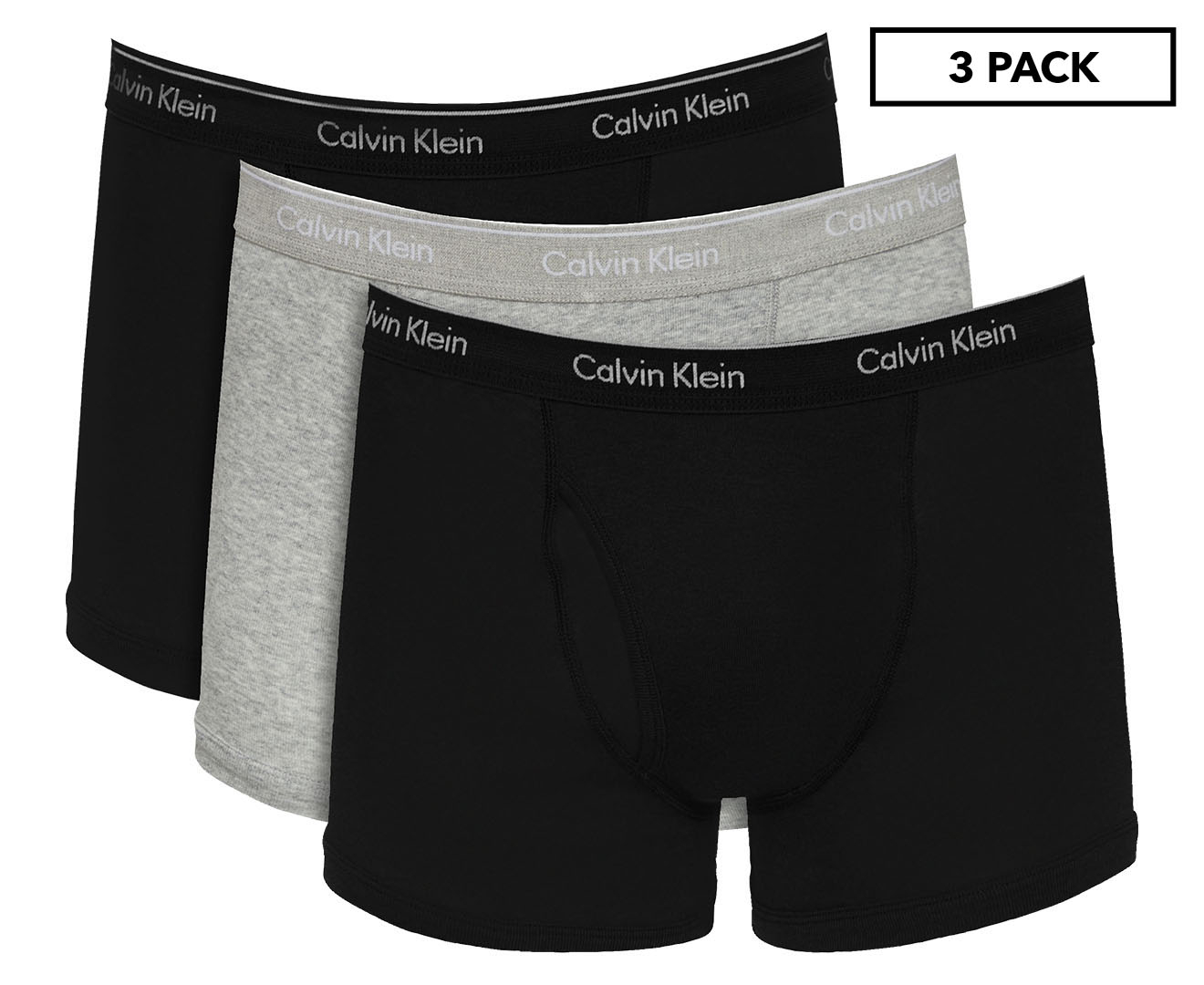 Calvin Klein Men's Cotton Classics Trunk 3-Pack - Black/Grey Heather ...