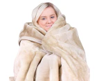 Laura Hill 800-gsm Faux Mink Throw Rug Blanket Queen Size Double-sided Large 220 X 240cm Heavy - Cream