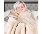 Laura Hill 800-gsm Faux Mink Throw Rug Blanket Queen Size Double-sided Large 220 X 240cm Heavy - Cream