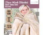 Laura Hill 800-gsm Faux Mink Throw Rug Blanket Queen Size Double-sided Large 220 X 240cm Heavy - Cream