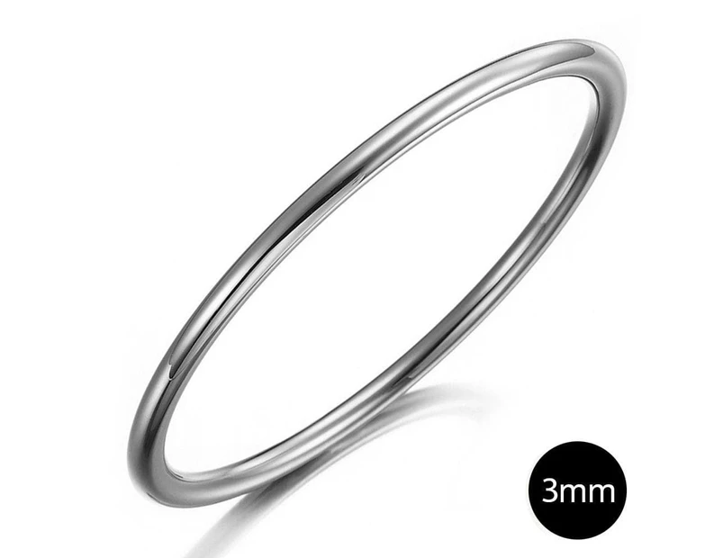 Solid Golf Bangle 3mm Rhodium Layered - 65