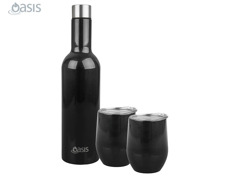 Oasis 3-Piece Double Wall Insulated Wine Traveller's Set - Midnight