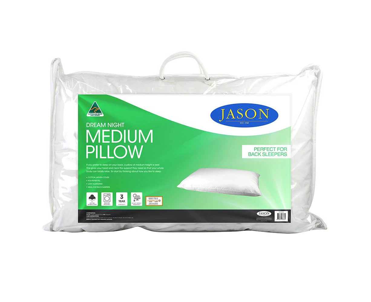 Jason Dream Night Medium Pillow Low Allergenic Sleeping Head Neck Support/Rest