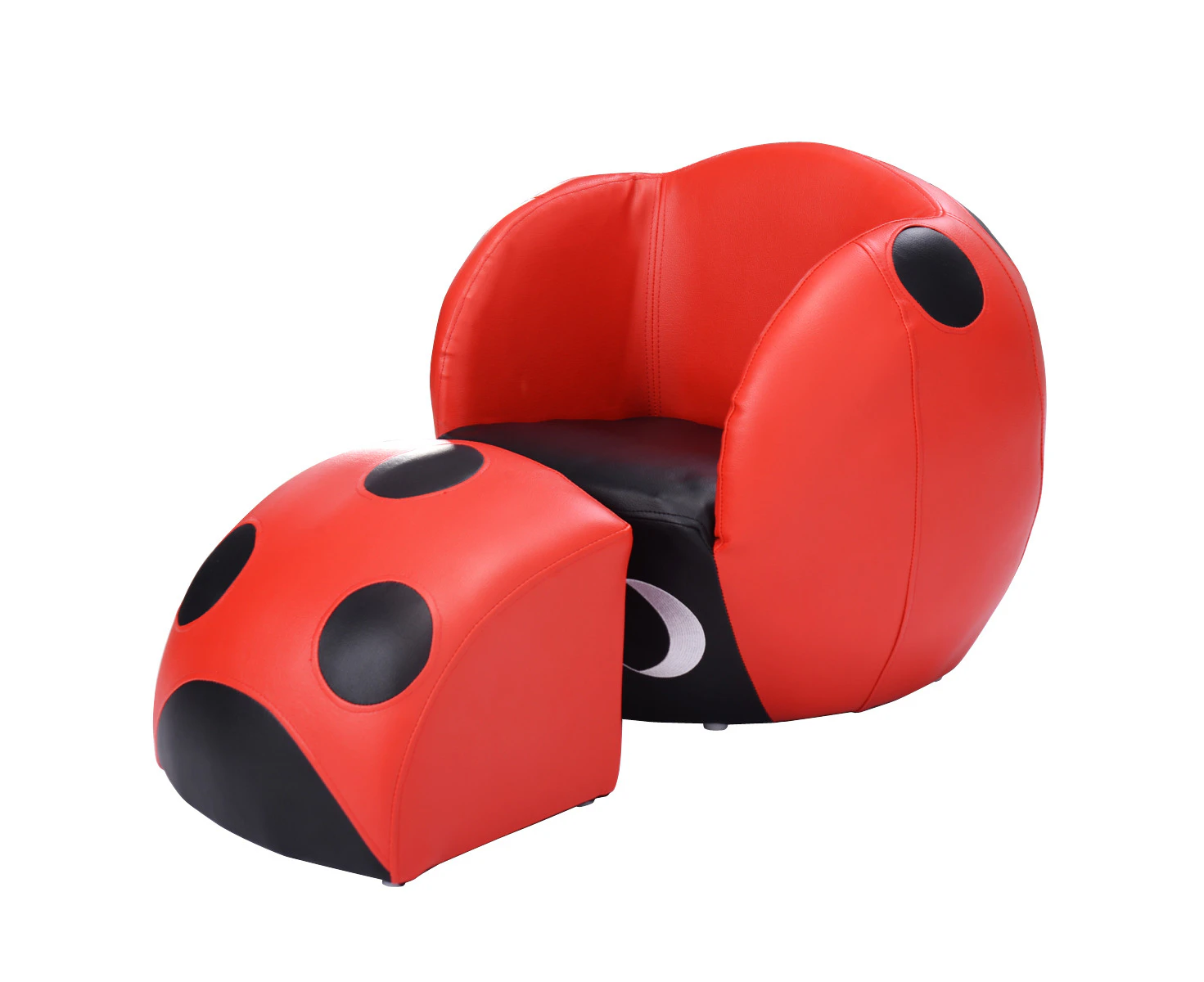 Giantex Ladybug Shaped Children Leisure Armchair w/ Solid Wood Structure Kids Sofa Couch, Black & Red