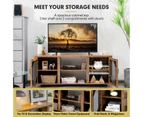 Giantex TV Entertainment Unit Wood TV Storage Cabinet w/2 Metal Mesh Doors & Adjustable Shelves Media Console Cabinet Rustic Brown