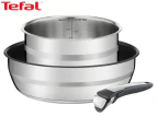 Jamie Oliver by Tefal 3-Piece Ingenio Stainless Steel Stackable Induction Cook Set with Detachable Handle