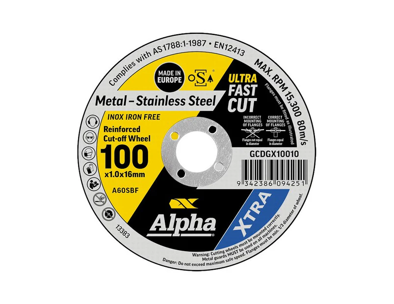 XTRA Reinforced Cut-off Wheels 100 x 1.0 mm | Alpha - 25 Pack