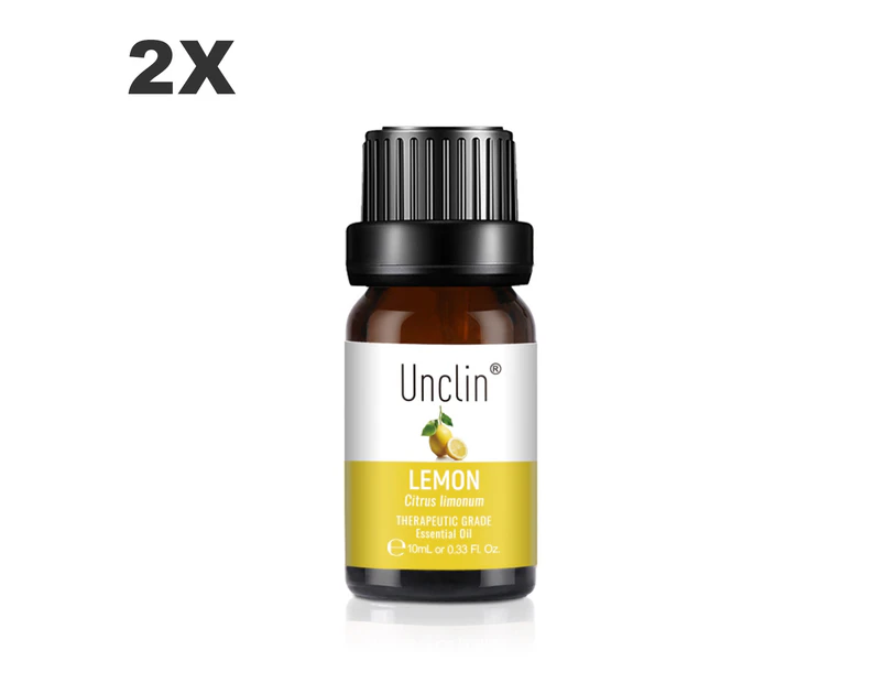 2X UNCLIN 10ml Essential Oil 100% Pure Natural Aromatherapy Diffuser Essential Oils Lemon