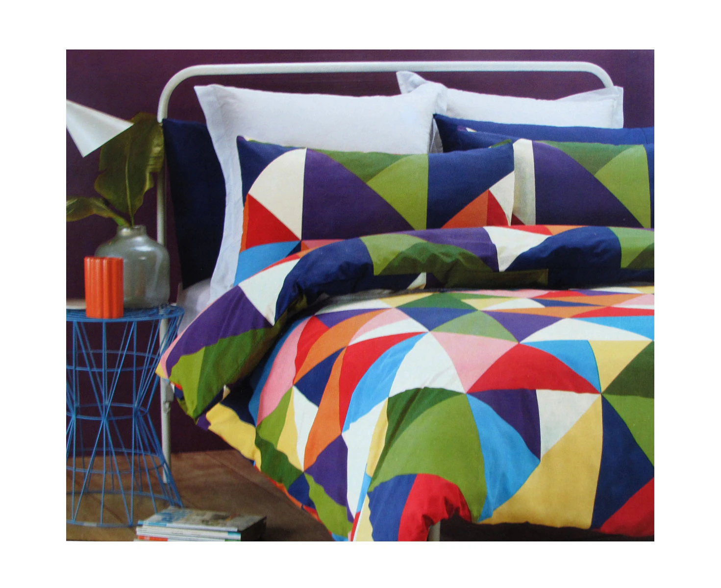 Belmondo Pentagon Triangles Cotton Blend Quilt Doona Duvet Cover Set Queen