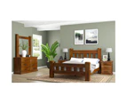 Umber 4pc Queen Bed Frame Suite Bedside Tallboy Furniture Package - Dark Brown