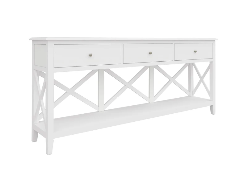 Daisy Console Hallway Entry Table 176cm Solid Acacia Timber Wood Hampton - White