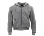 FIL Adult Unisex Men's Zip Up Hoodie w Fleece Hooded Jacket Jumper Basic Blank Plain - Grey Variant Size Value M
