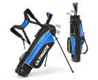 Costway Premium Junior Golf Clubs Set Starters w/Stand Bag Blue