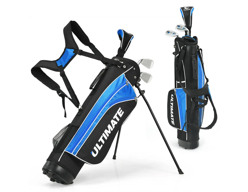 Costway Premium Junior Golf Clubs Set Starters w/Stand Bag Blue