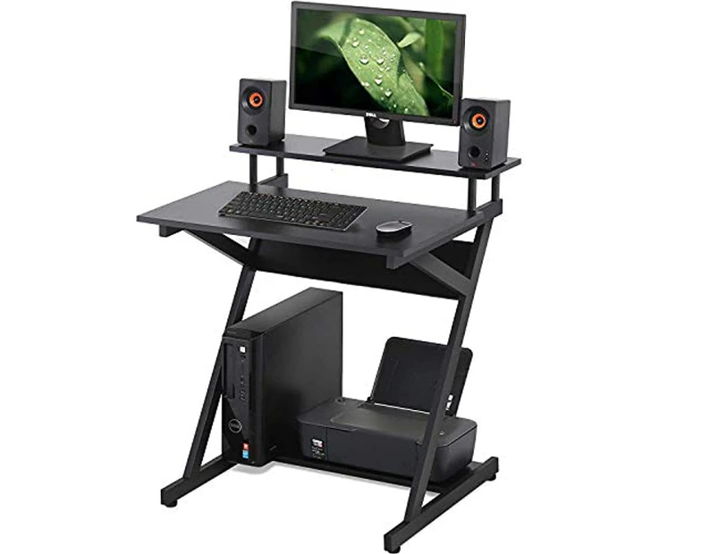 Computer Desk With Storage Shelf Black