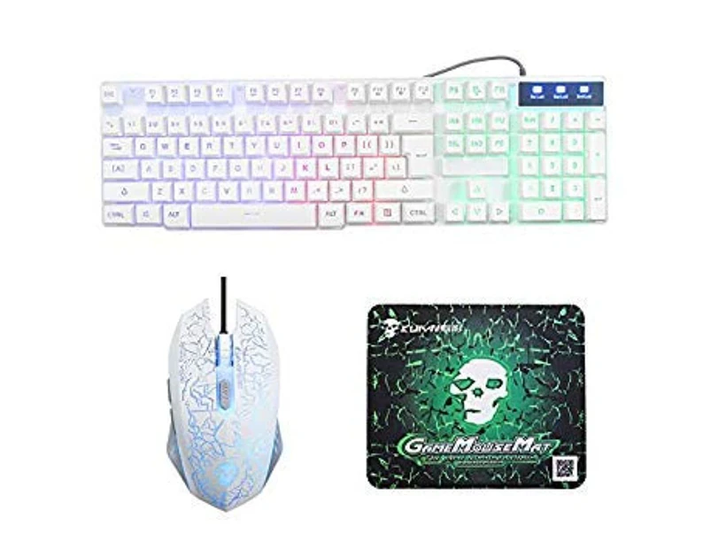 Rainbow Backlight Usb Wired Gaming Keyboard Mouse Combo With Mouse Pad